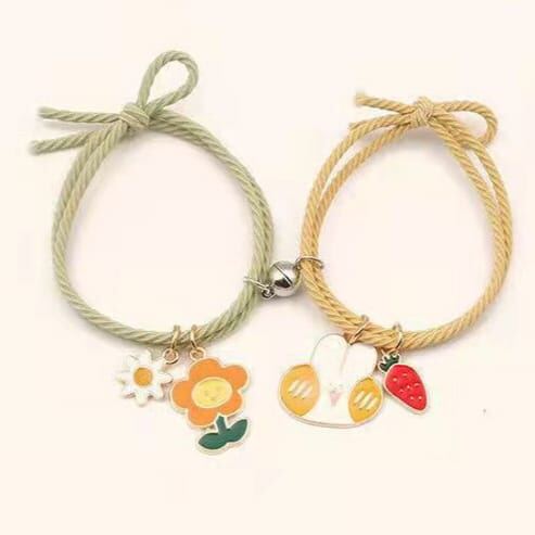 Flower & Bunny Face Green & Yellow Bracelet