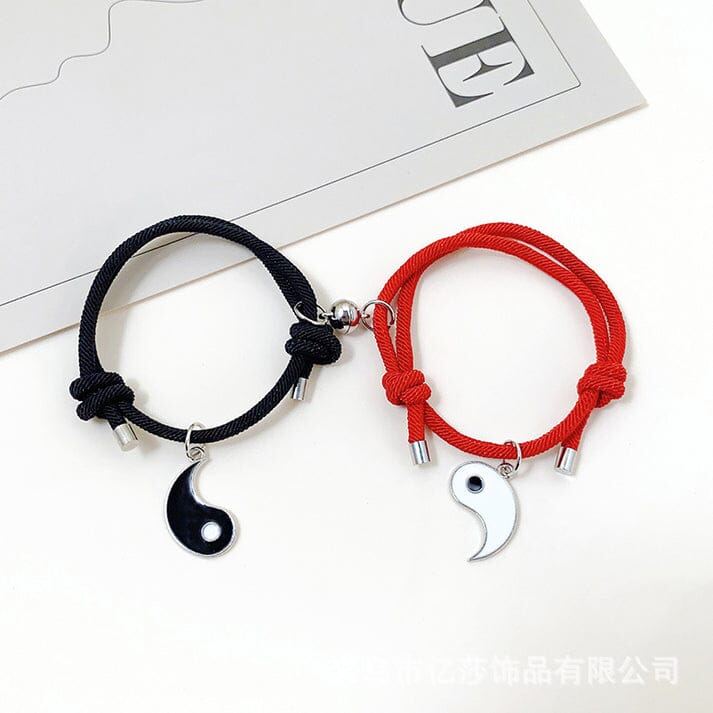 Black & Red Yin & Yang Bracelet Set