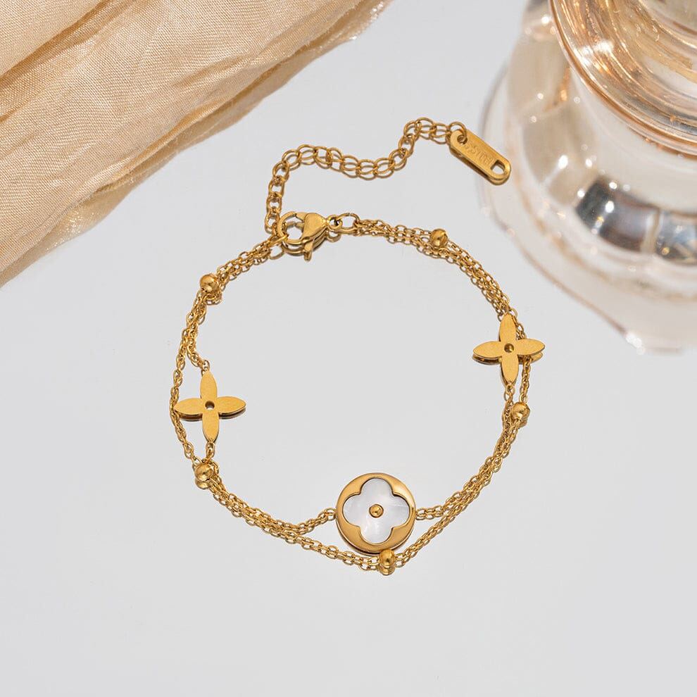 Flower Gold Layered Bracelet Style 3