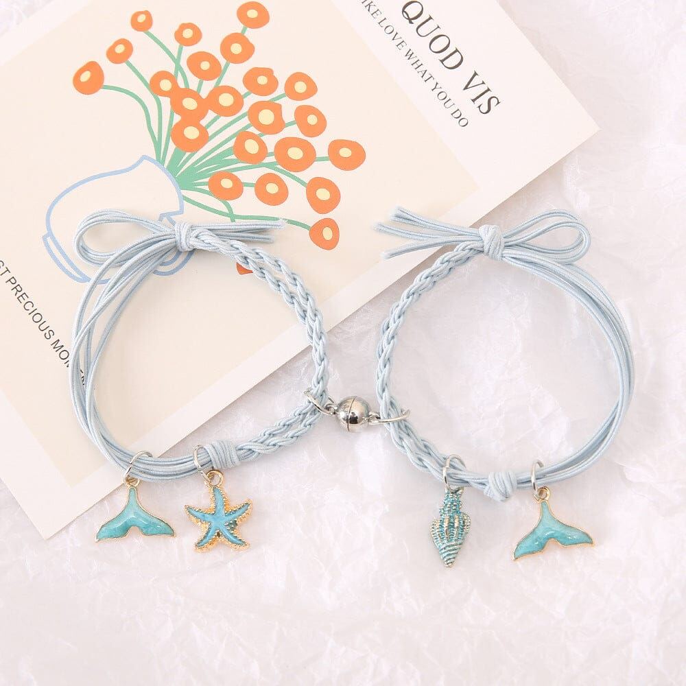 Mermaid Tail & Star Fish Blue Bracelet Set