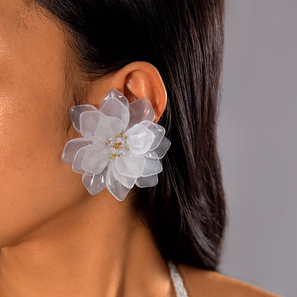 Acrylic White Flower Earring