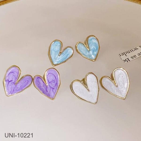 Marbled Heart Gold Earring