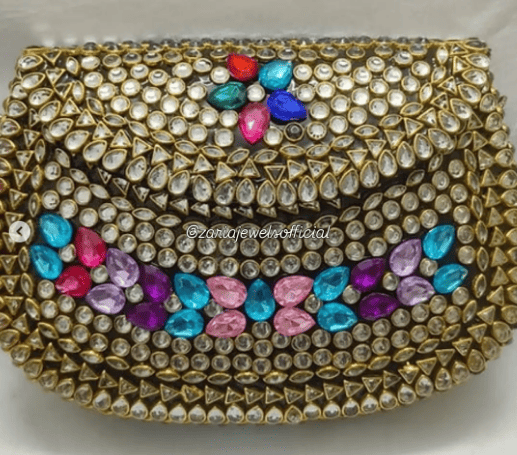 Multicolor Kundan Clutch