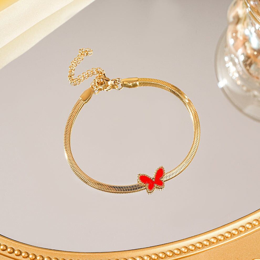 Premium Gold Red Butterfly Bracelet