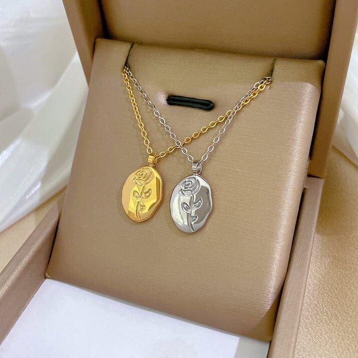 Silver Plated Rose Necklace