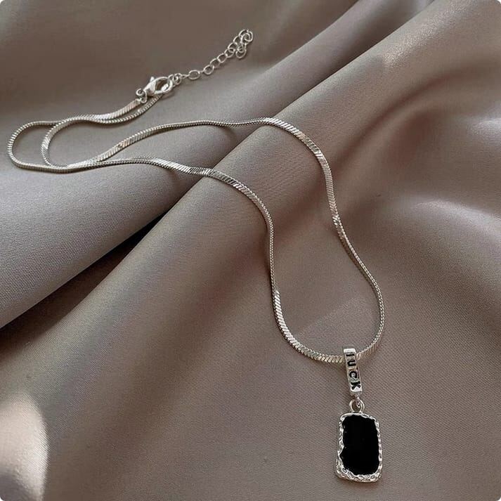 Titanium Steel Fancy Black & Silver Necklace